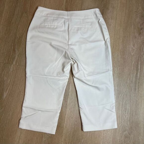 Apt. 9 White Capri Cropped Trouser Pants, Back Slit Pockets, Women’s Petite 6P - Picture 2 of 12